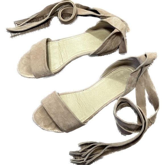 stuart weitzman corbata wrap around ankle nude sandals 7 - Picture 2 of 7